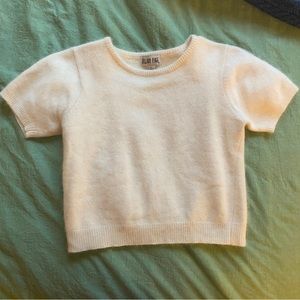 Vintage cream angora shirt sleeve sweater